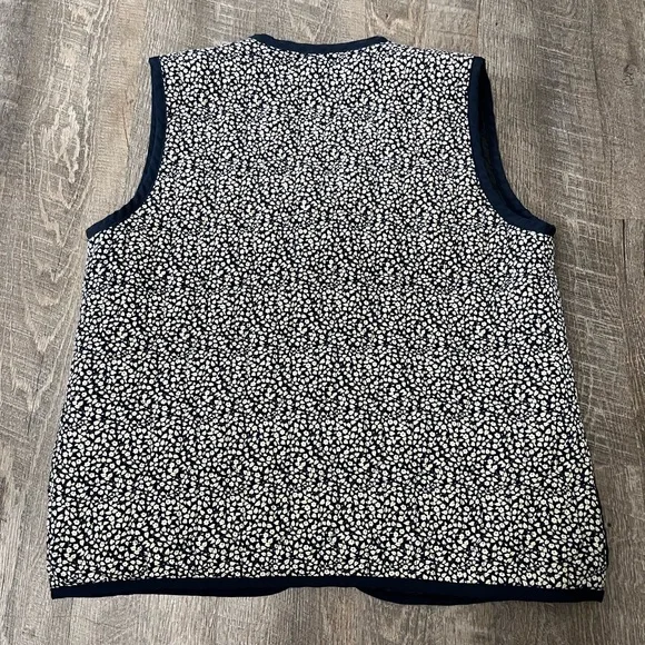 Handmade Navy Blue Floral Quilted Vest Cottage Core - Picture 2 of 5